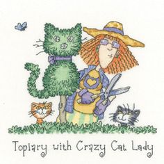 Heritage Stitchcraft CRTP1301 Topiary with Crazy Cat Lady (X Stitch Pattern Only)